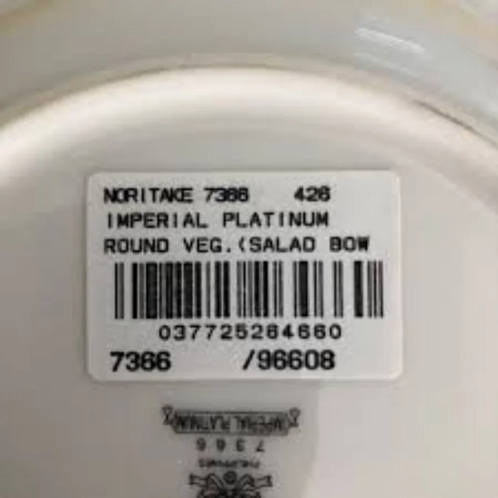 NORTAKE Imperial Platinum Salad Bowl Fluted Porcelain Silver Lined 9.5 Round NEW